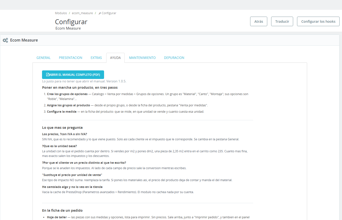 admin-ayuda Ecom Measure — Vender por metros, m², m³, kilos y unidades con opciones y materiales - Imagen 2