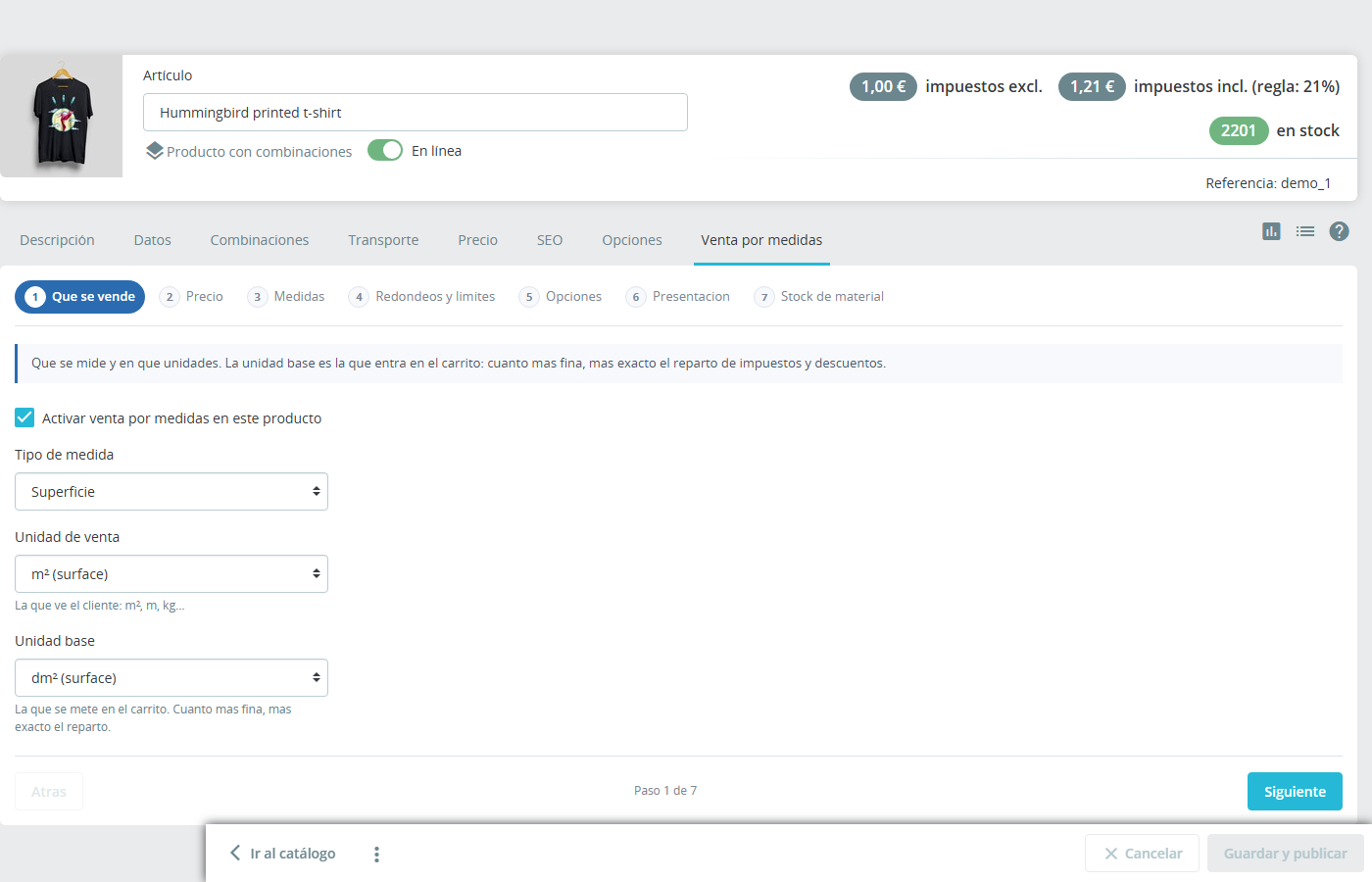 admin-ficha-producto Ecom Measure — Vender por metros, m², m³, kilos y unidades con opciones y materiales - Imagen 4