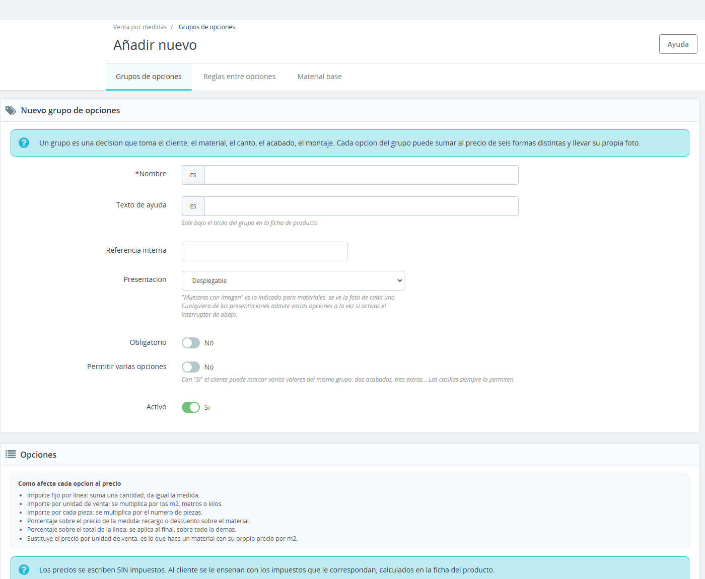 admin-grupo-form Ecom Measure — Vender por metros, m², m³, kilos y unidades con opciones y materiales - Imagen 5