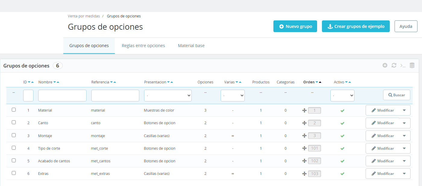 admin-grupos Ecom Measure — Vender por metros, m², m³, kilos y unidades con opciones y materiales - Imagen 6