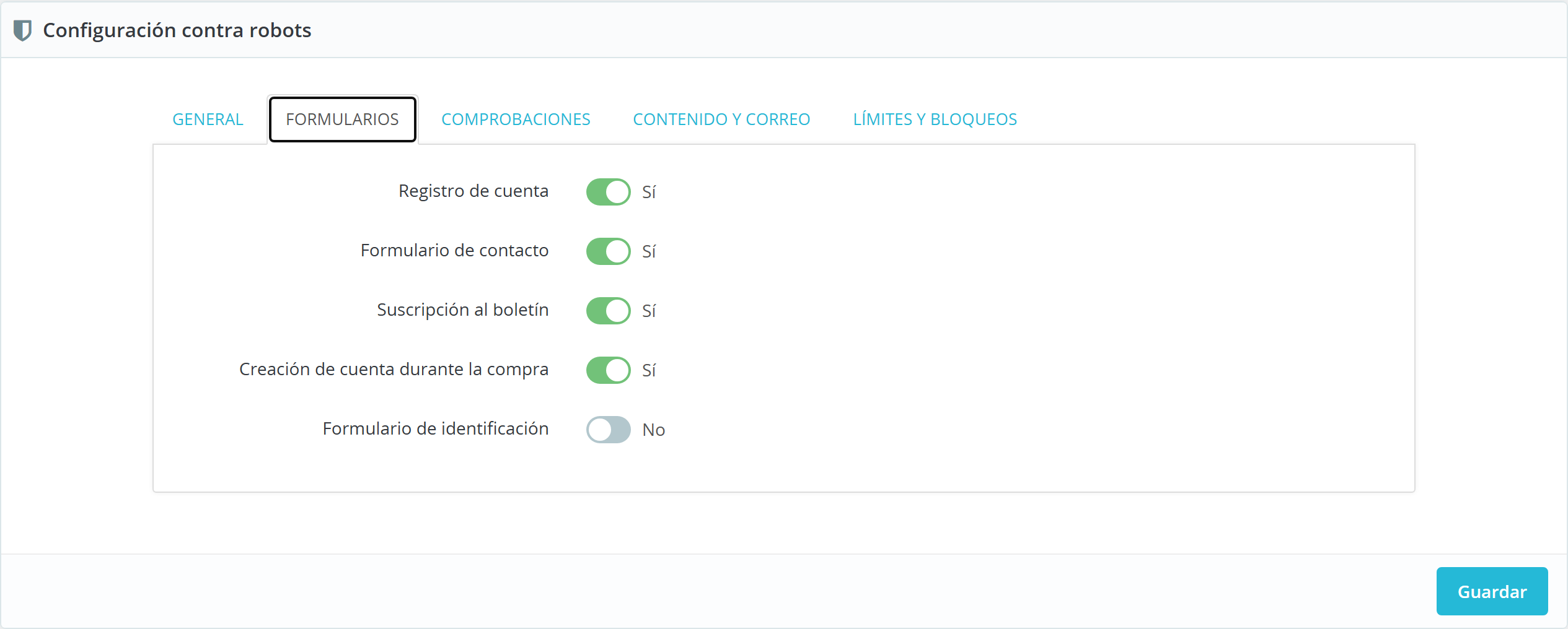 ecom blockbot 02 formularios protegidos - Bloquear bots en formularios para PrestaShop sin captcha