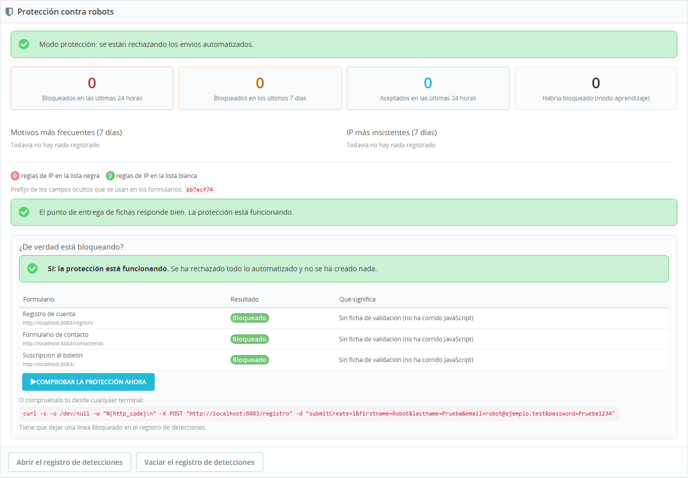 ecom blockbot 07 comprobar la proteccion - Bloquear bots en formularios para PrestaShop sin captcha